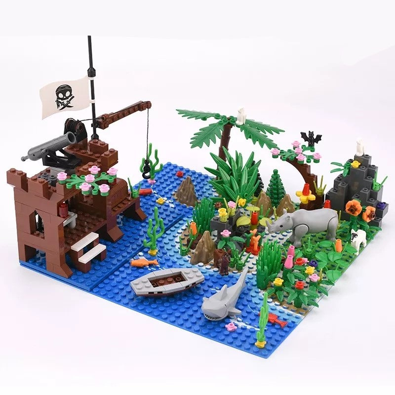 Audio Pirate Island for Lego Pirates of Barracuda Bay - Pirate Island MOC  Building Block with Pirate Ship, Compatible with Lego 21322 Pirates of