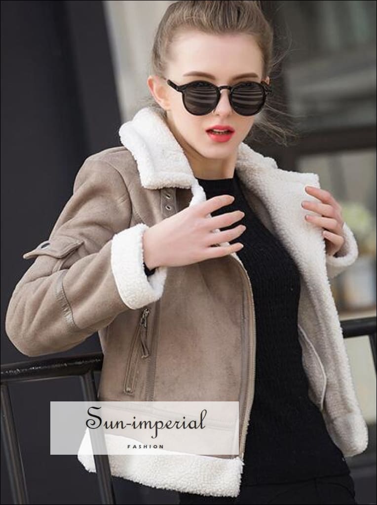 Sun-imperial - 9 faux shearling sheepskin coat women leather thick ...