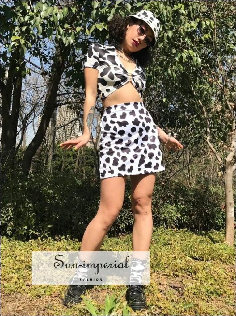 cow print skirt set