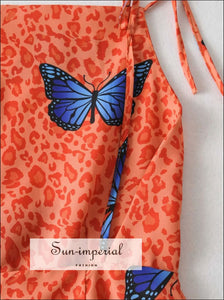 leopard print dress with blue butterflies