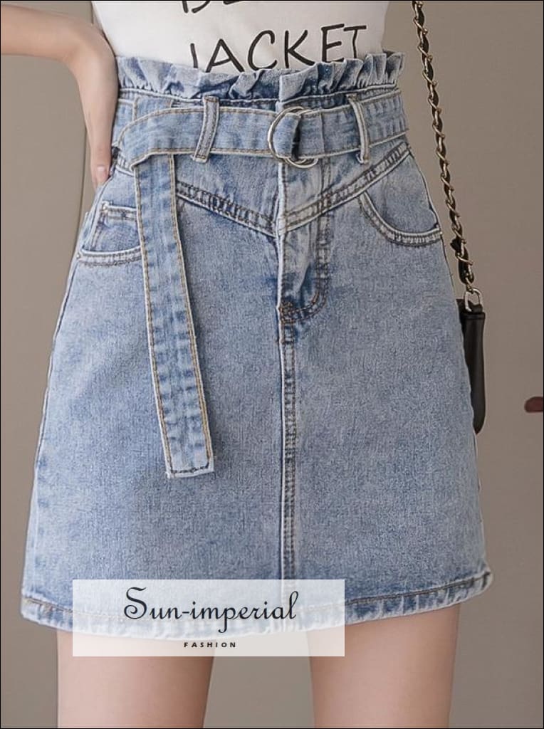 paperbag waist denim skirt