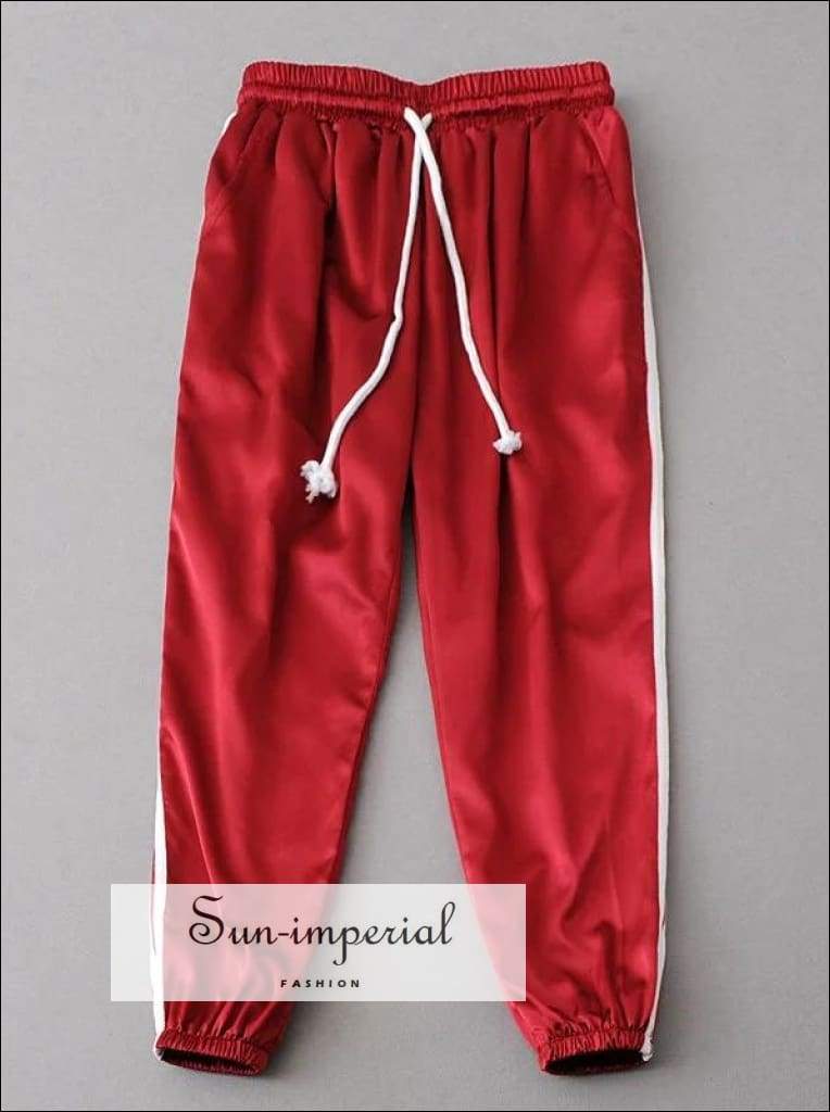 satin track pants womens