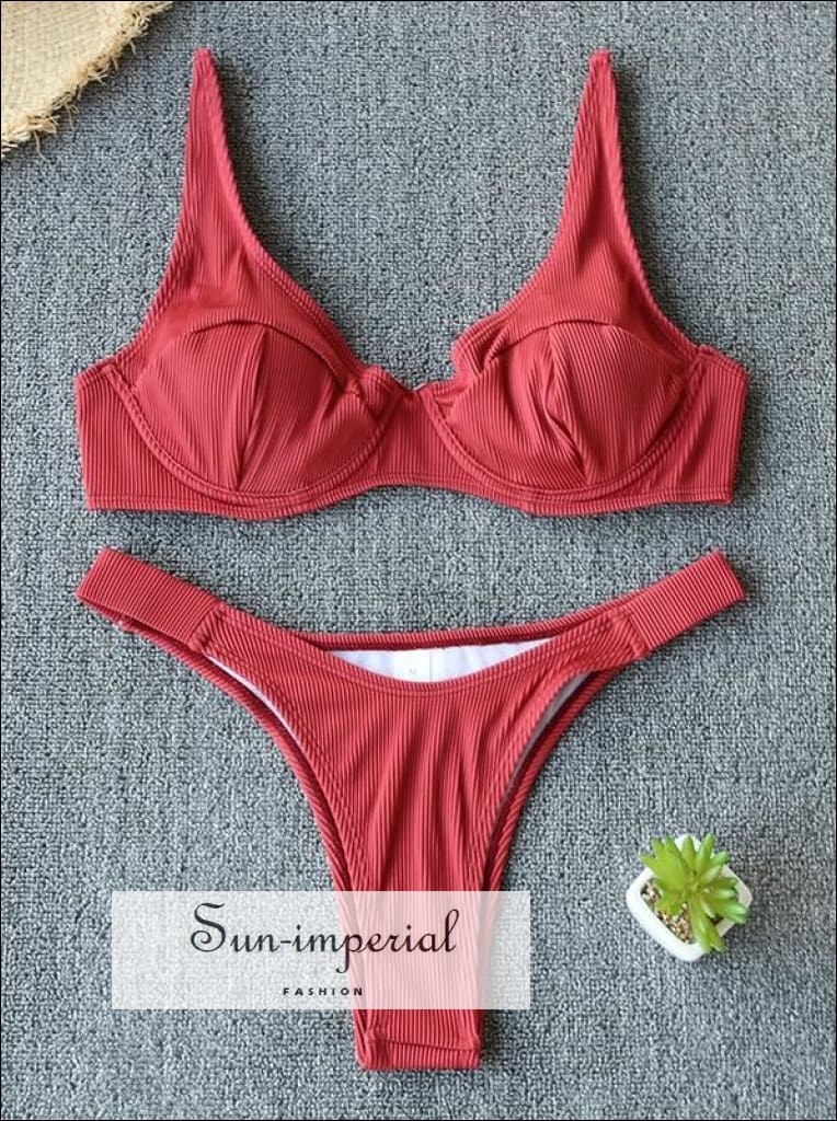 Sun-imperial - women bikini padded keyhole bra split strap bottom