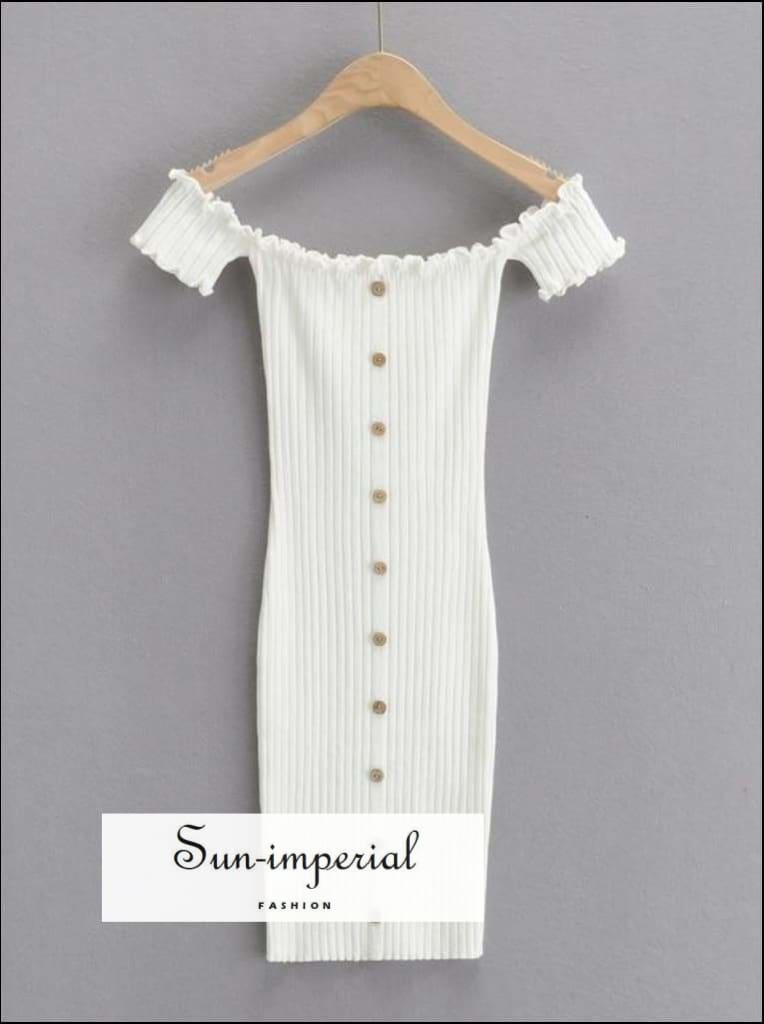 Off-Shoulder Ribbed Mini Dress