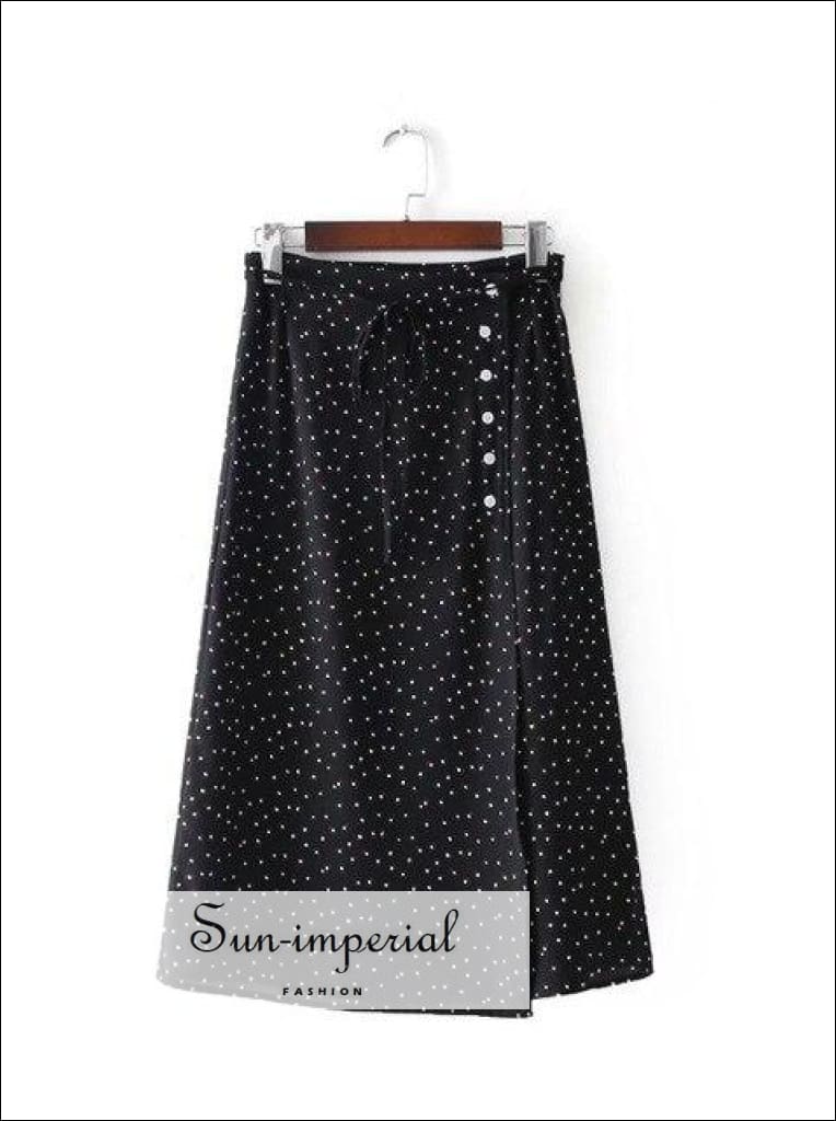 polka dot wrap midi skirt