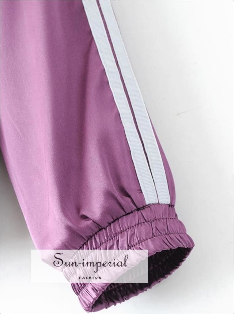 side striped satin trainer joggers