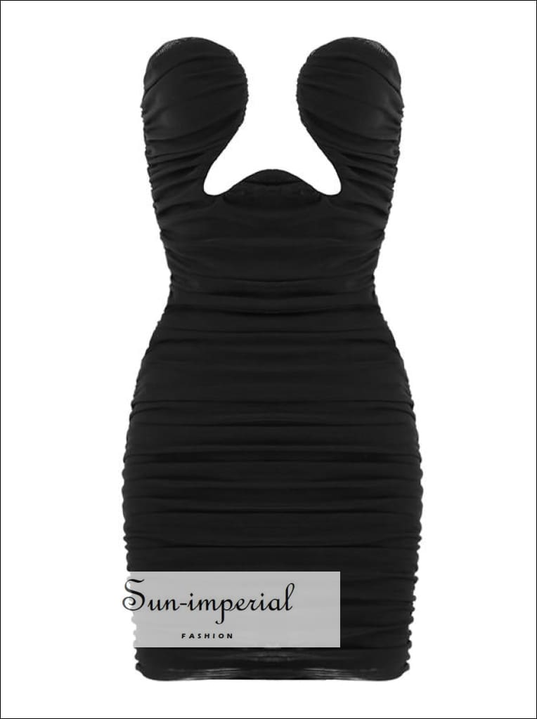 Buy MIRABI Ruched Drawstring Bodycon Mini Dress (X-Small) Black at