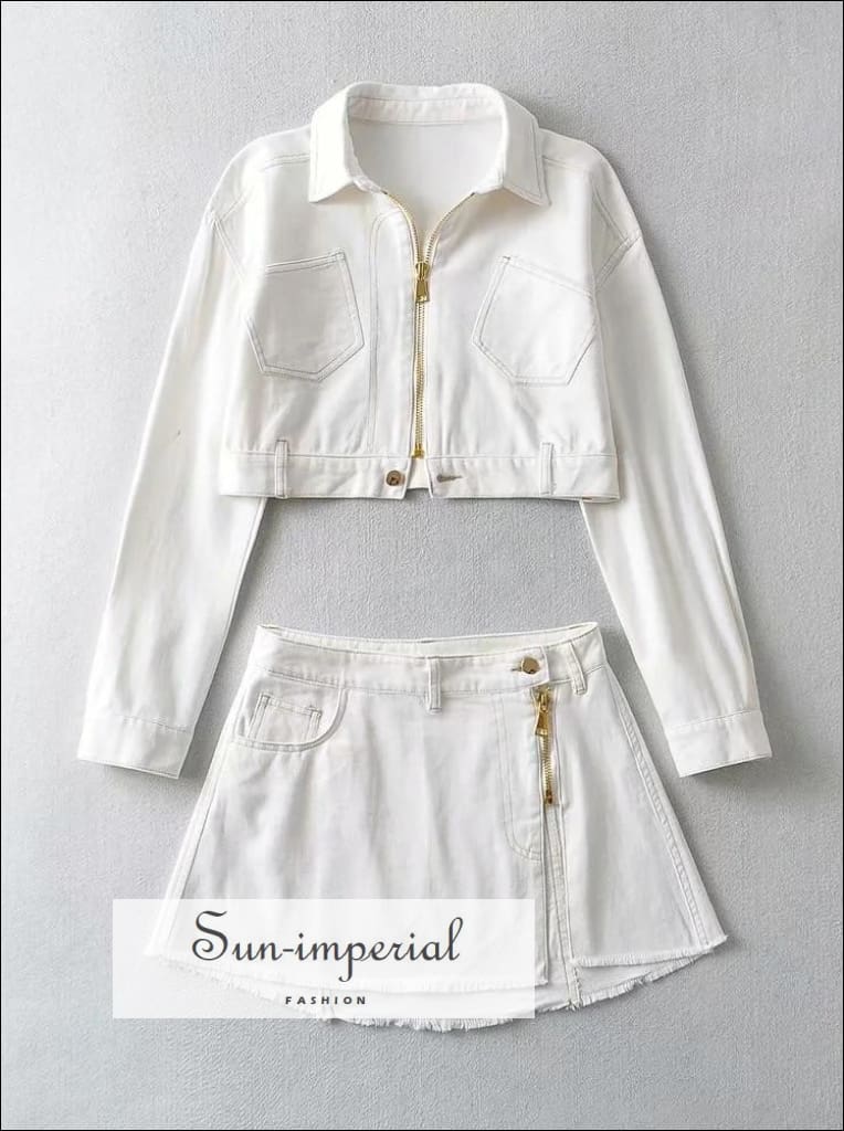 White jean clearance skirt set