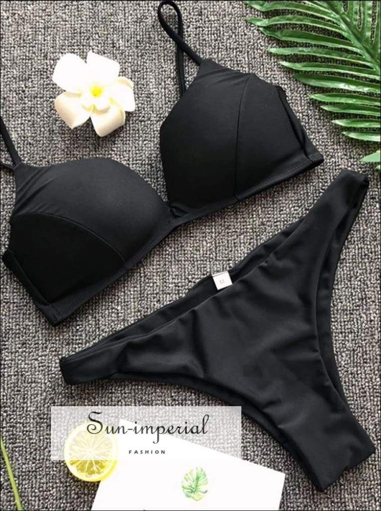 Sun-imperial - women’s black bikini set sling high waist push-up two ...