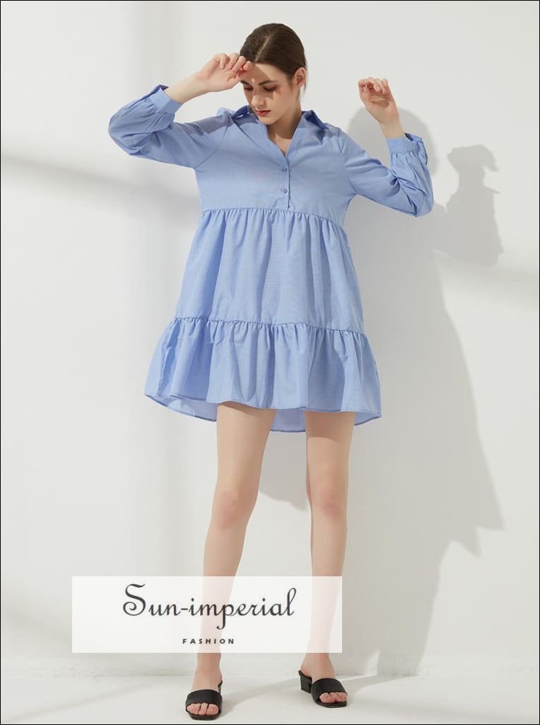 light blue casual dress with sleeves