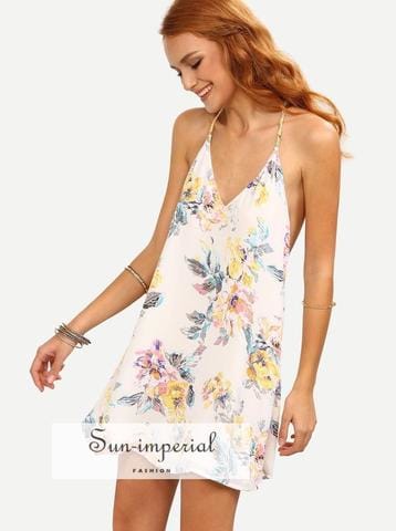 Flower Print Strappy Swing Cami Dress