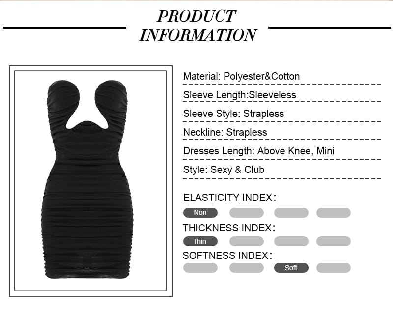 Show Me Everything Black Strapless Cut Out Bust Ruched Bodycon Mini Dr –  Indie XO