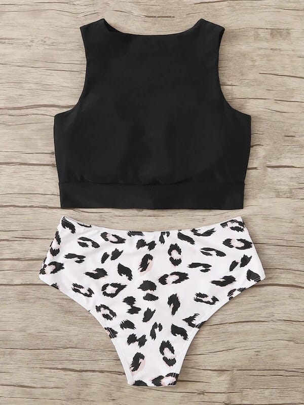 Knot front top with Dot High Waist Bikini Set new Prints 2022