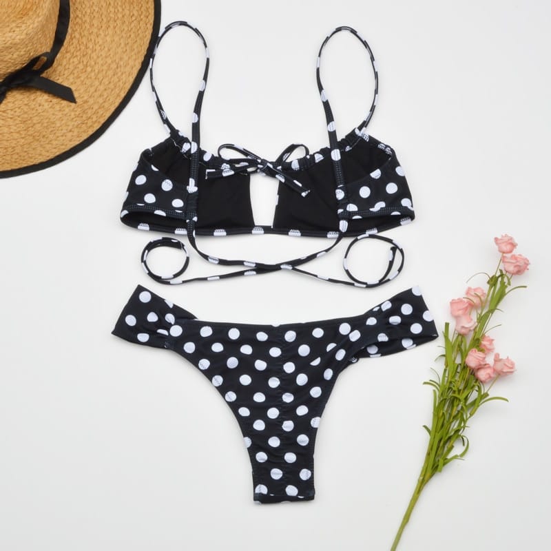 White with Pink Leopard Print High Waist Bikini Set Keyhole detail