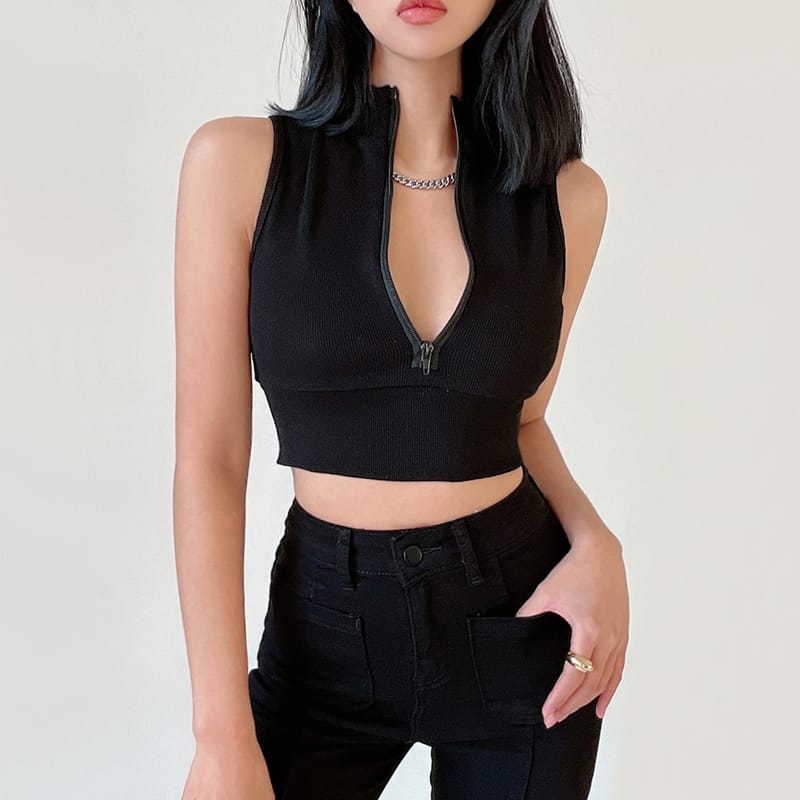 HALFBOY - TANK TOP CROP BLACK