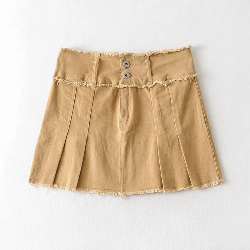 Black Low Rise Cargo Short Mini Skirt with Raw Seam detail