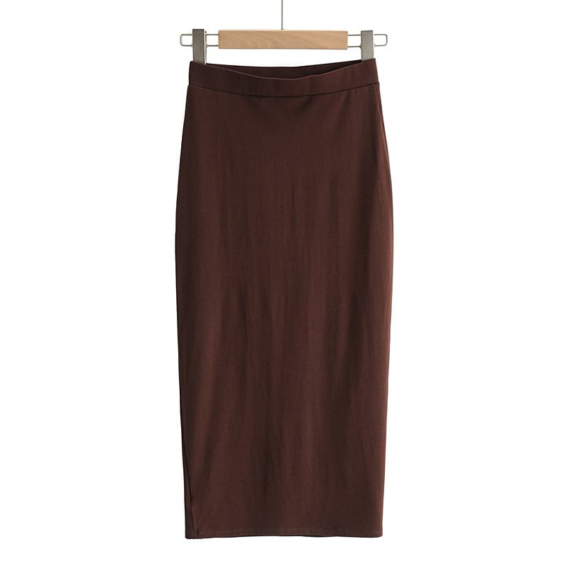 Women Brown Sporty Casual Co-ord Tie Halter Crop top with Wrap around Waist Midi Pencil Skirt