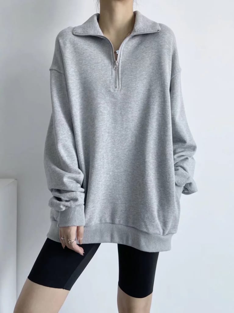 Half Zip Oversized Sweatshirt