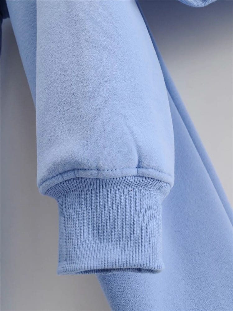 Sun-imperial Women Grey Cropped Drop Shoulder Kangaroo Pocket Fleece Hoodie Sweatshirt & Sweatpants