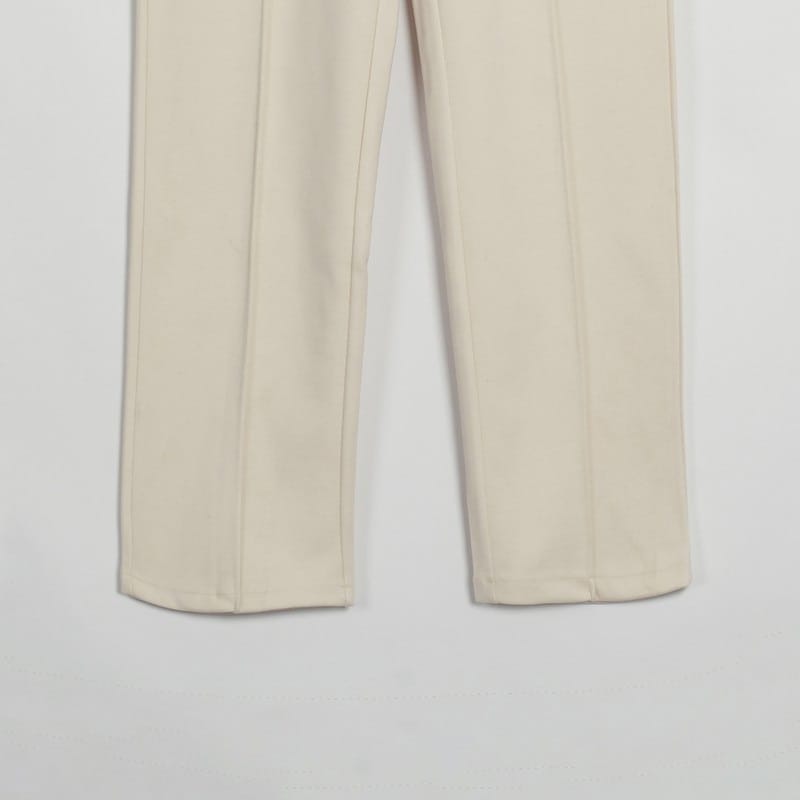 Women Beige Casual thick Trousers Pants with Elastic Waist and Pockets detail