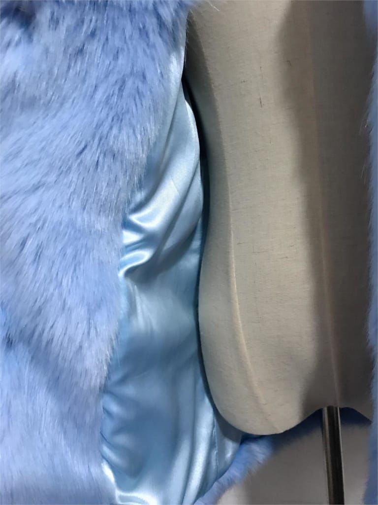 Light Blue Shaggy Women Faux Fur Jacket Mid Length Coat