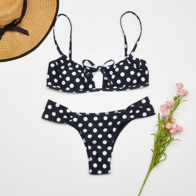 White with Pink Leopard Print High Waist Bikini Set Keyhole detail