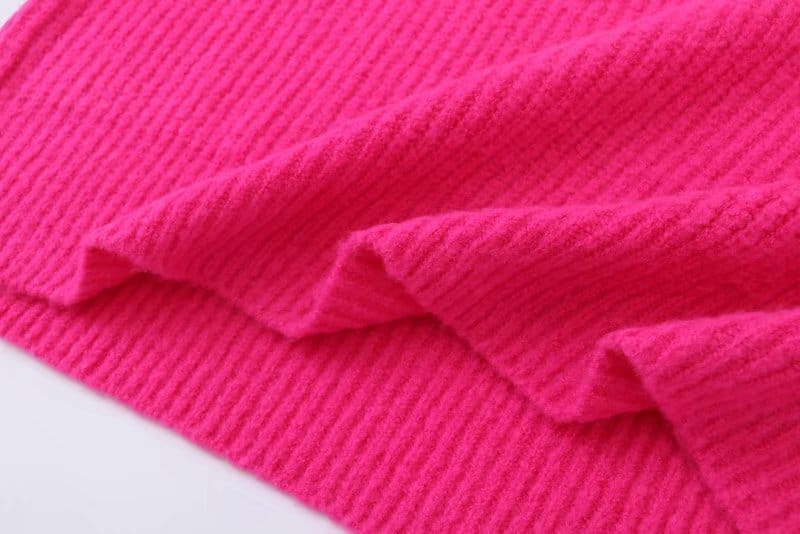 Women Hot Pink Oversized Turtleneck Loose Pullovers Jumper Soft Warm Sweater