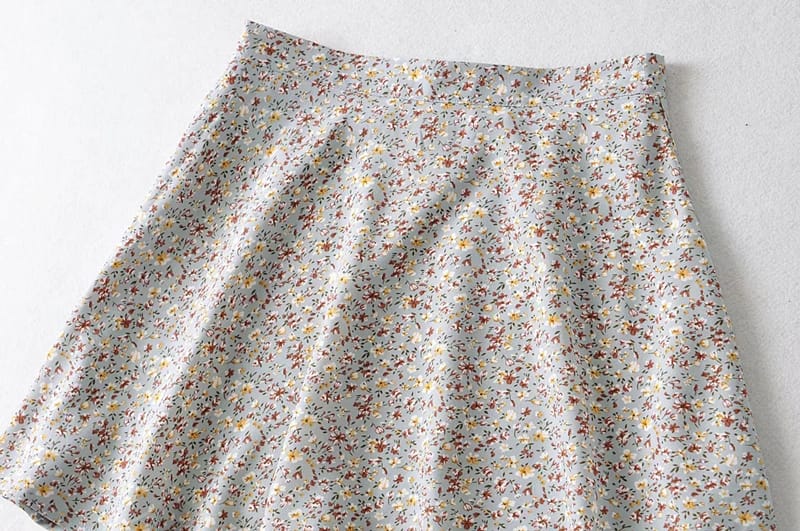 Women Pink Floral Print Skater Mini Skirt