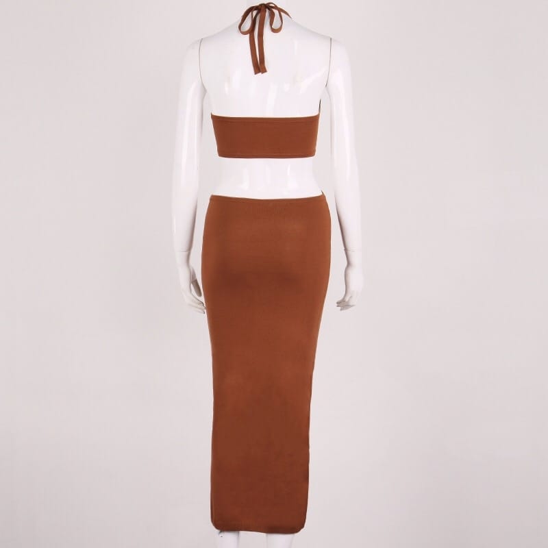 Brown Cut out Waist Heater s Party Maxi Dress