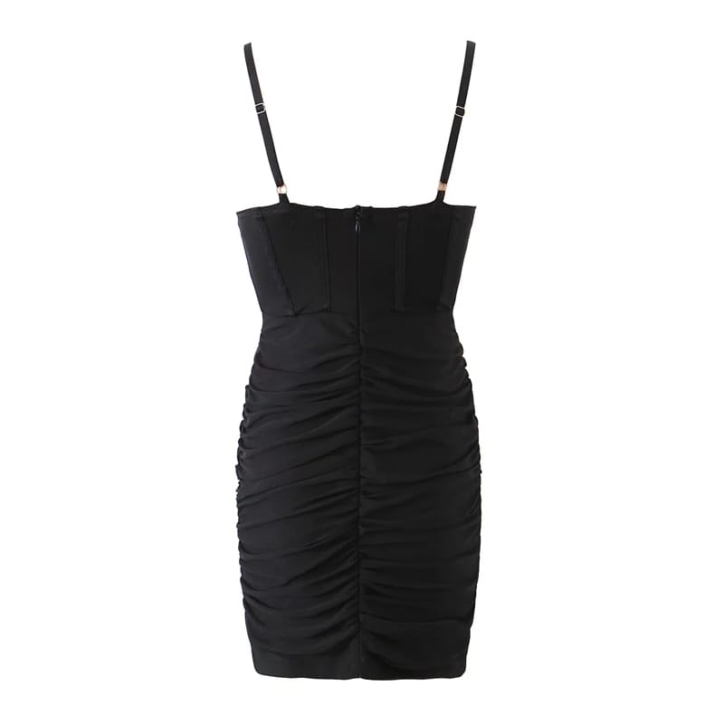 Sun-imperial - women plain black mesh bodycon camisole corset