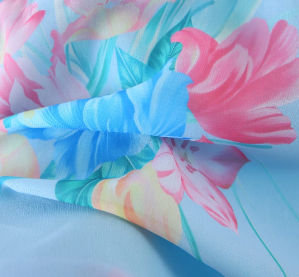 Women Pink Flower Print Ruffles Straps Mini Dress with V Neck and Hem detail