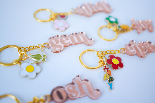 Personalised Name Keychain with Charm Personalised Gift NZ