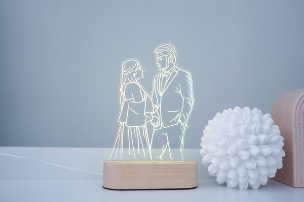 custom line drawing art night light