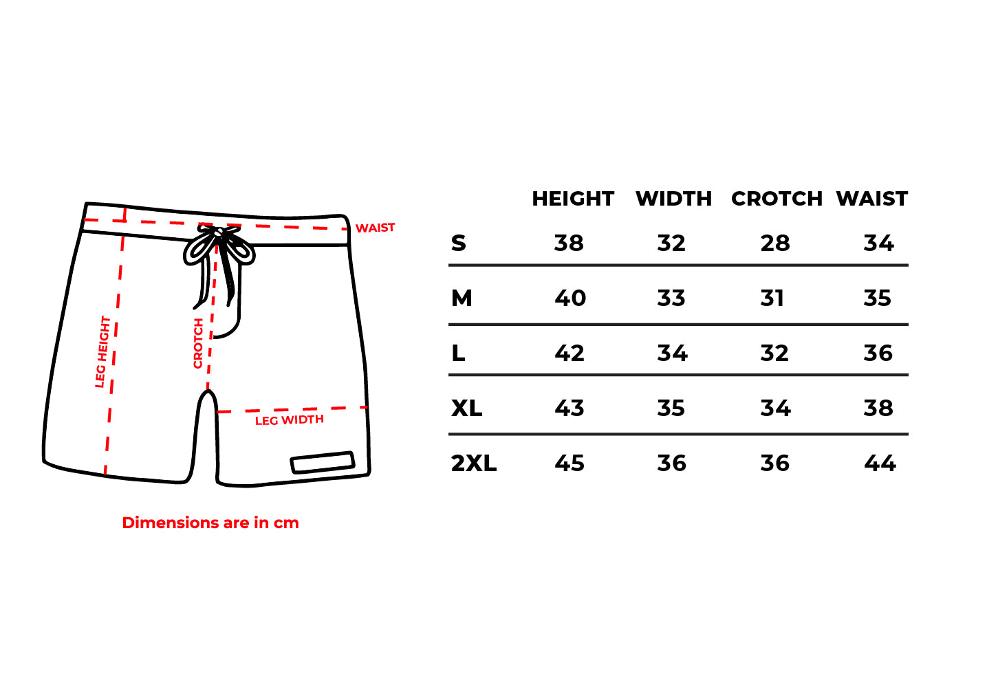 Turk Swim Size Chart