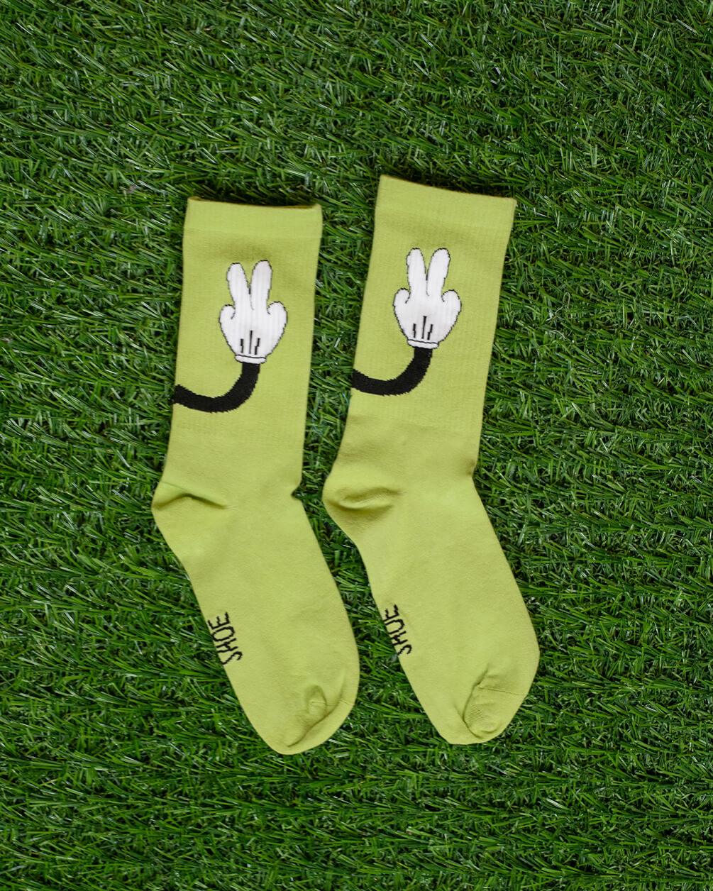 Green Peaceful Mouse Neck Socks