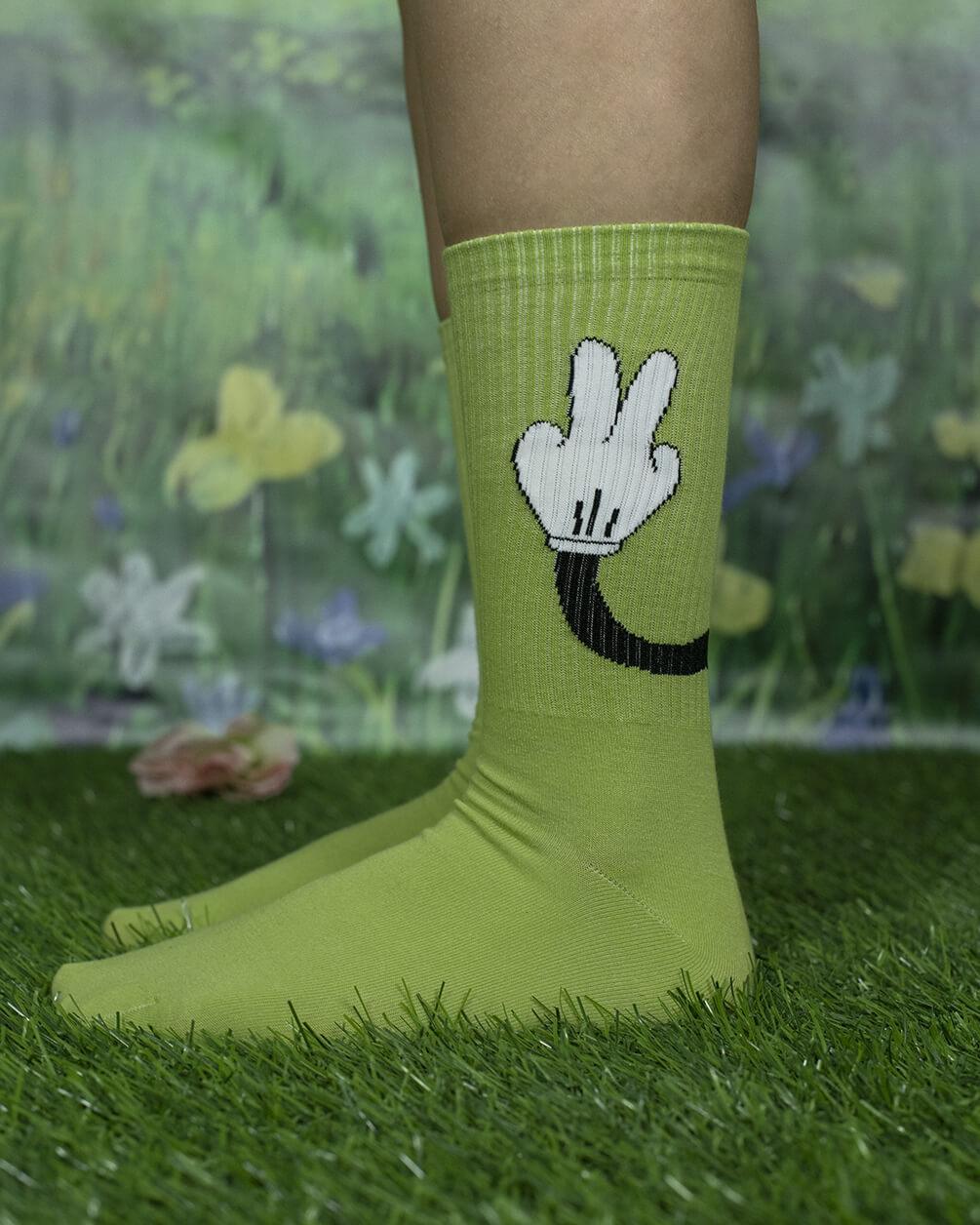 Green Peaceful Mouse Neck Socks