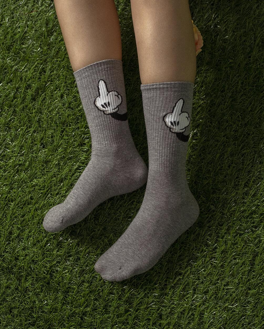 Grey Naughty Mouse Neck Socks