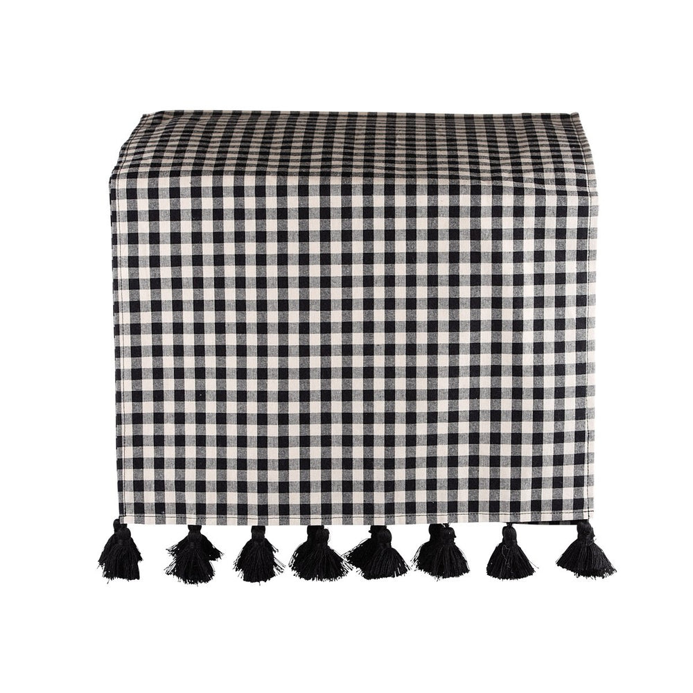 black and white gingham table runner