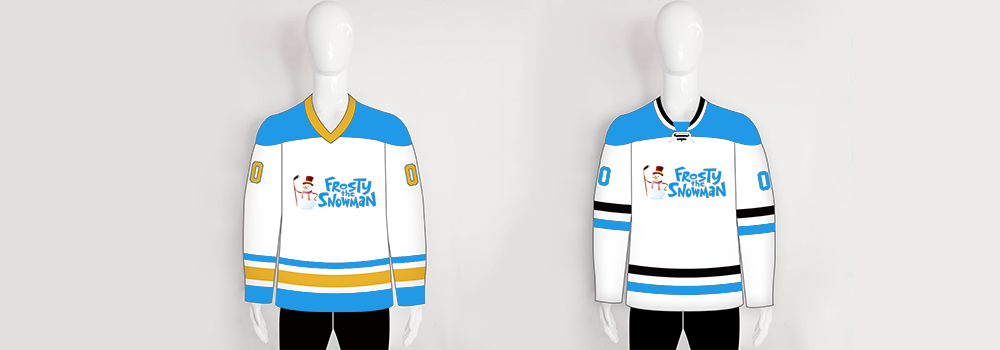 "Frosty the Snowman" funny hockey jersey design