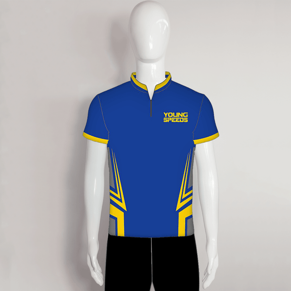 AJZ24 Blue Yellow Zip Custom Sublimated Archery Jerseys - YoungSpeeds