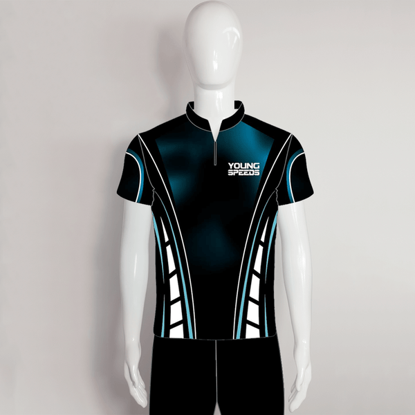 AJZ28 Blue Black Zip Custom Archery Jerseys - YoungSpeeds