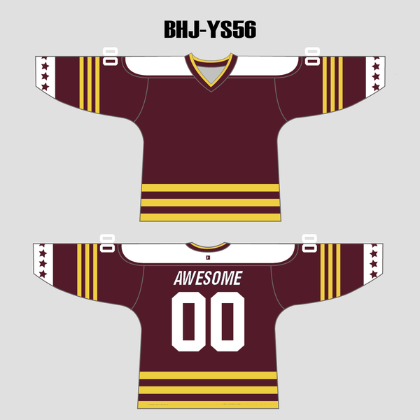 Maroon/Gold Custom Ice Roller Hockey Jerseys Design | YoungSpeeds