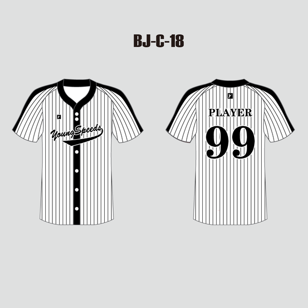 Unisex Button Down Plain Black Stripe Baseball Jerseys | YoungSpeeds