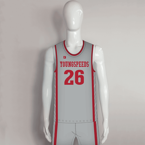 Red White Navy Custom Blank Reversible Basketball Jerseys