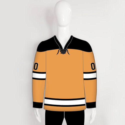 Black Orange Sublimated Custom Hockey Jerseys with Laces | YoungSpeeds