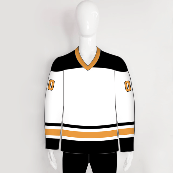 HJC157 White Black Yellow Sublimated Custom Blank Hockey Jerseys - YoungSpeeds
