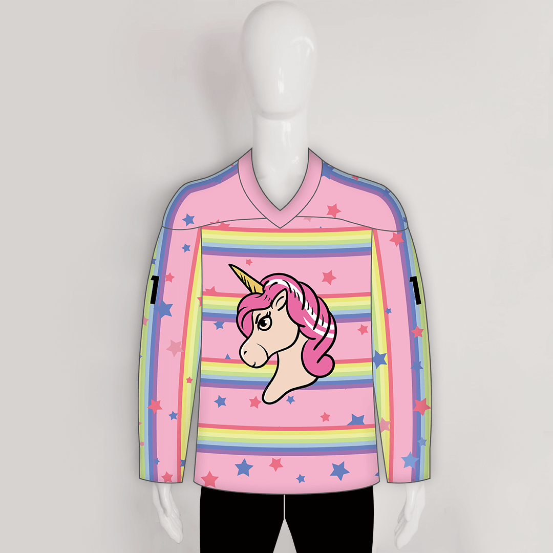 Pink Unicorn Sublimated Custom Hockey Jerseys | YoungSpeeds
