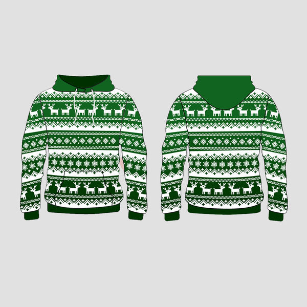 Deer and Snowflake Nordic Pattern Christmas Custom Sweatshirts - YoungSpeeds