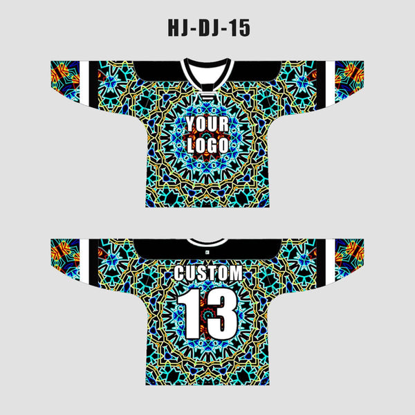 Turquoise Kaleidoscope Abstract Fractal Custom EDM Hockey/Basketball/Baseball Jerseys - YoungSpeeds