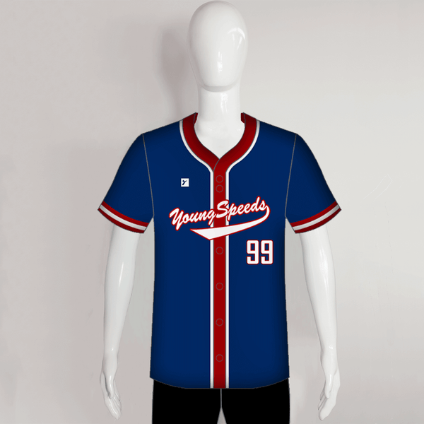 Red Button up High Quality Sublimation Team Youth Baseball Jerseys